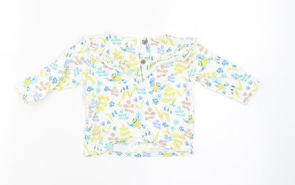 M&S Girls White Floral  Basic T-Shirt Size 0-3 Months