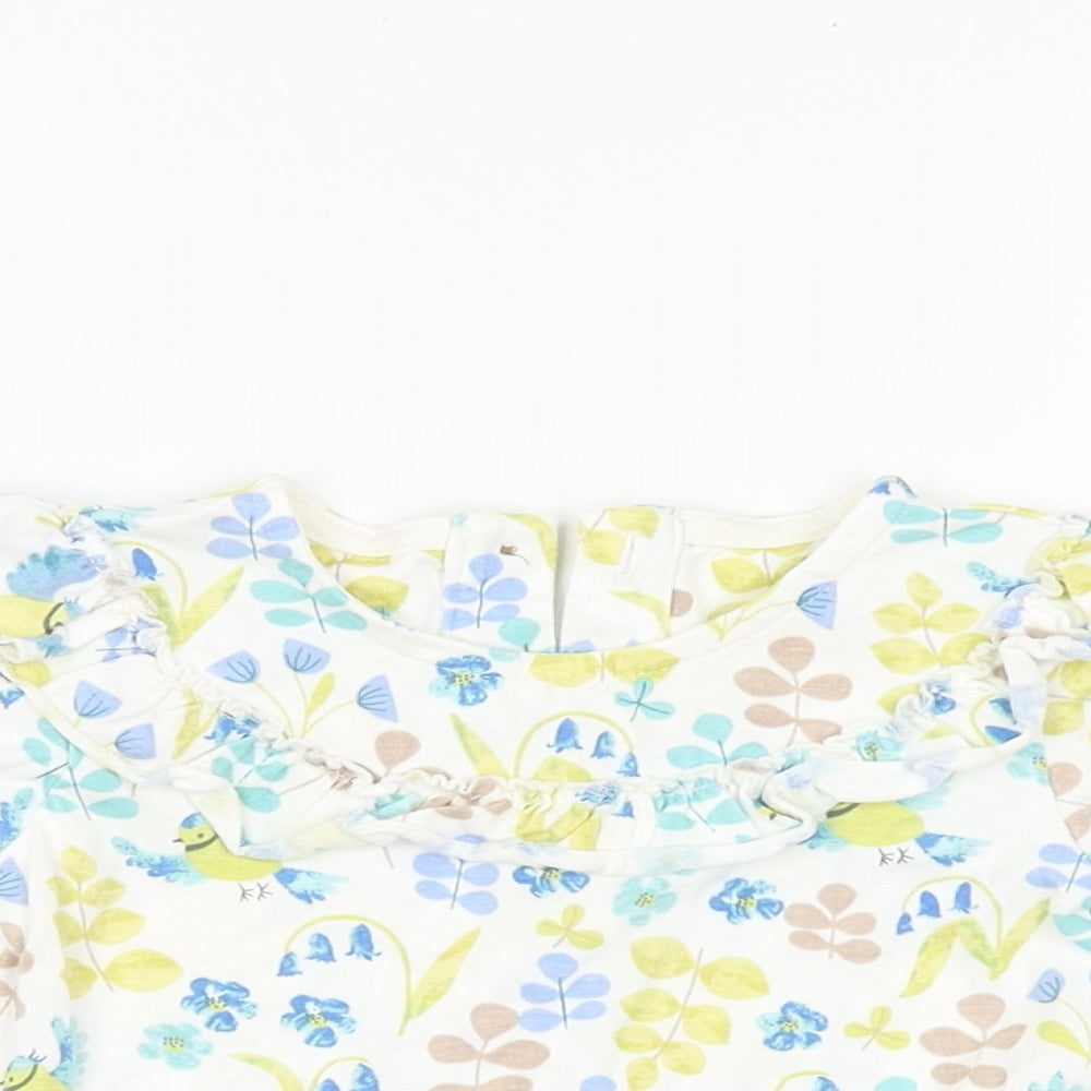 M&S Girls White Floral  Basic T-Shirt Size 0-3 Months