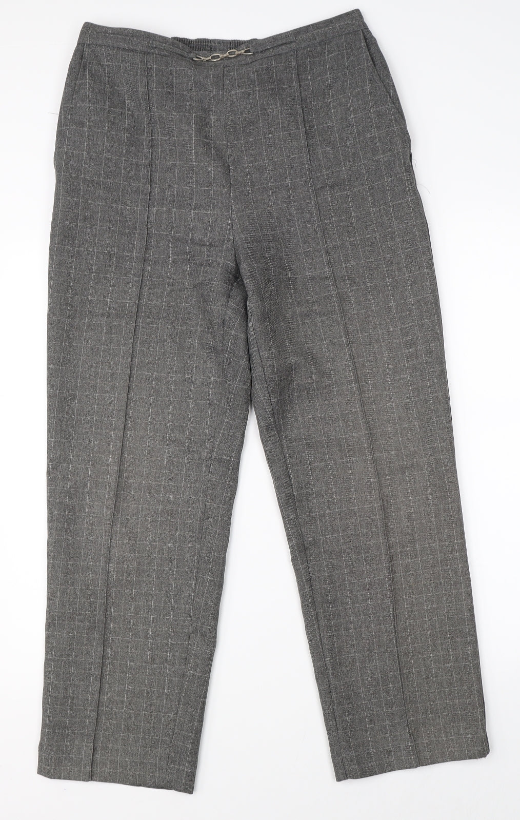 EWM Womens Grey Check  Trousers  Size 12 L26 in