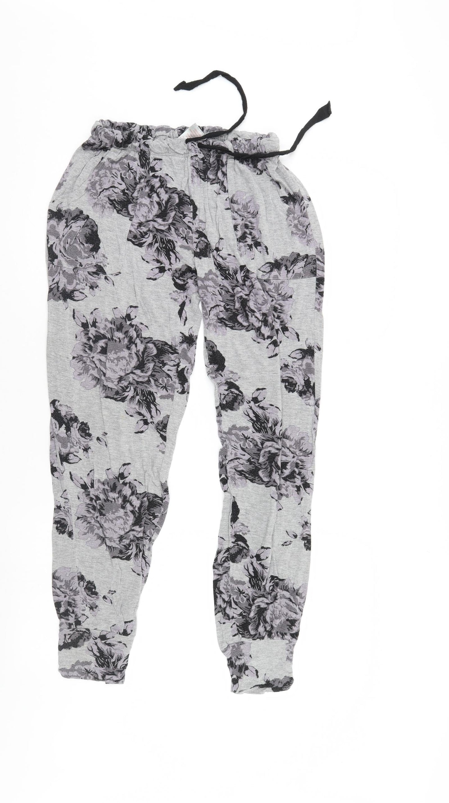 Feel Fabulous Womens Grey Floral  Pedal Pusher Trousers Size 6 L28 in