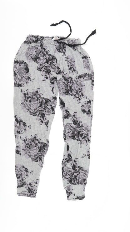 Feel Fabulous Womens Grey Floral  Pedal Pusher Trousers Size 6 L28 in
