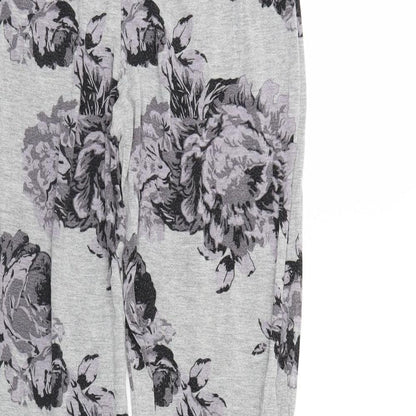 Feel Fabulous Womens Grey Floral  Pedal Pusher Trousers Size 6 L28 in