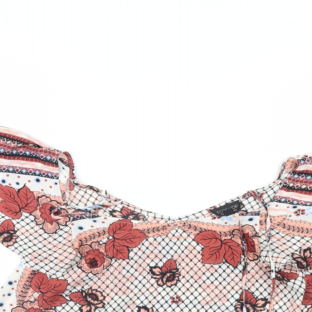 Womens UK Size 8 Top Shop Multicoloured Basic Blouse