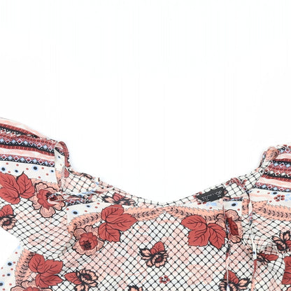 Womens UK Size 8 Top Shop Multicoloured Basic Blouse