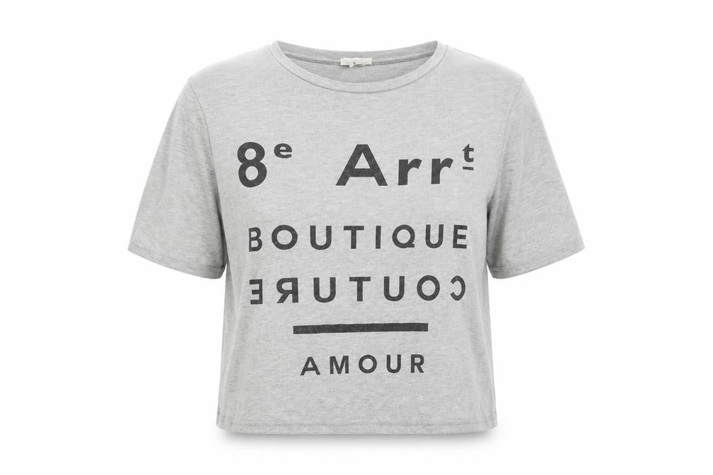 Womens UK Size 8 River Island Grey Basic T-Shirt