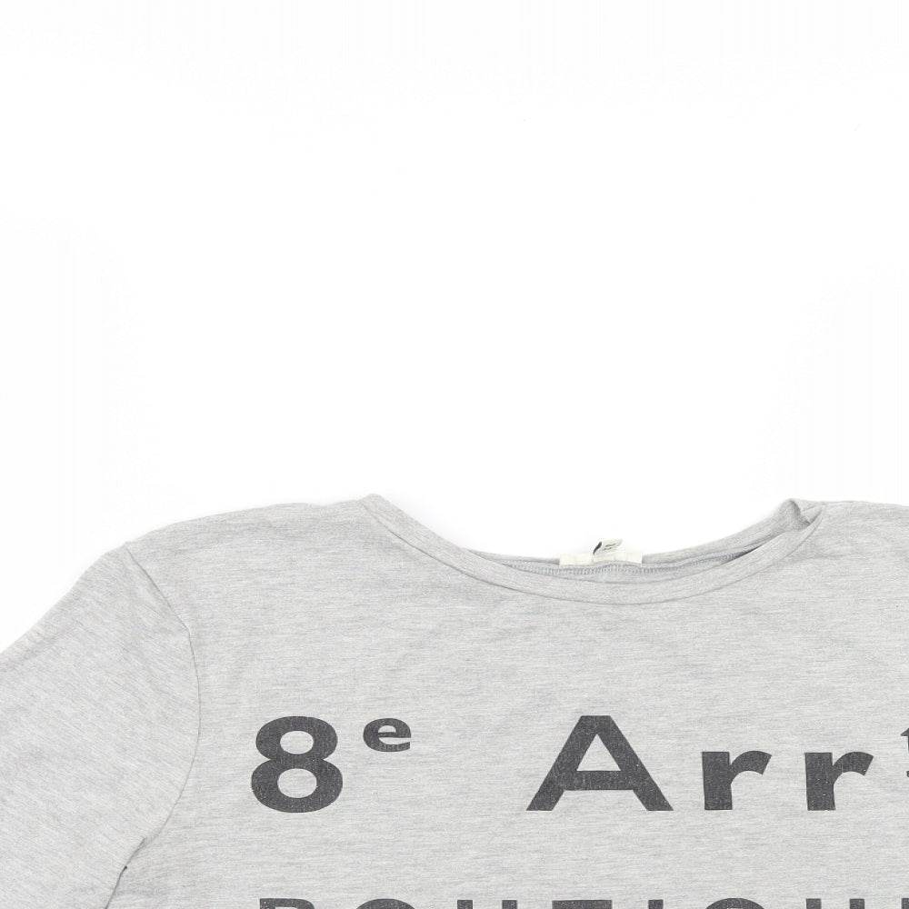 Womens UK Size 8 River Island Grey Basic T-Shirt