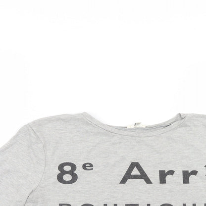 Womens UK Size 8 River Island Grey Basic T-Shirt