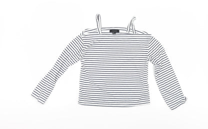 Atmosphere Womens White Striped  Basic Blouse Size 4