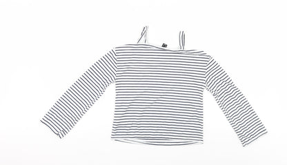 Atmosphere Womens White Striped  Basic Blouse Size 4