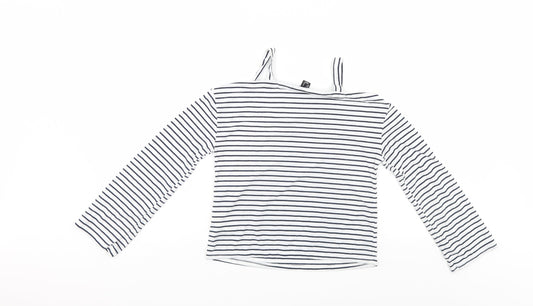 Atmosphere Womens White Striped  Basic Blouse Size 4