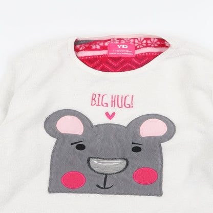 yd Girls White   Basic T-Shirt Size 10-11 Years  - give hug