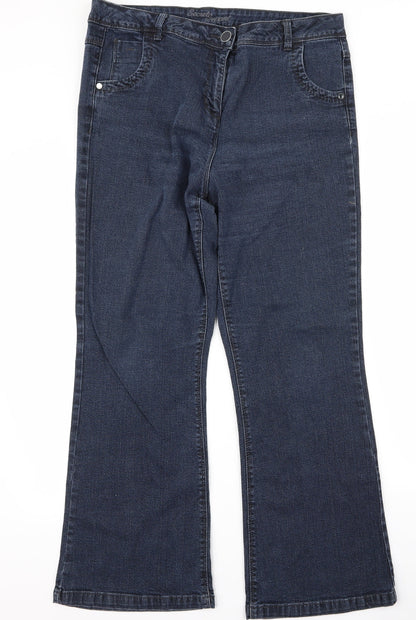Womens UK Size 32 Preworn Regular Fit Bootcut Blue Jeans