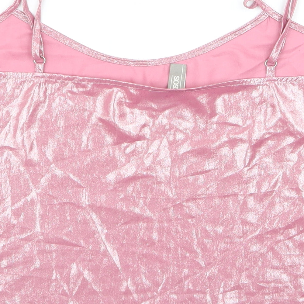 Womens UK Size S ASOS Pink Cropped Blouse
