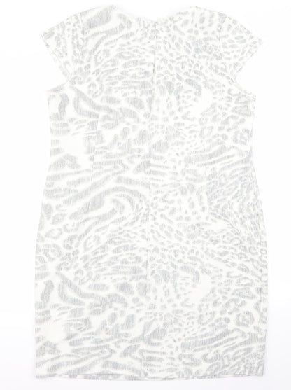 Preworn Womens Grey Animal Print  Pencil Dress  Size L