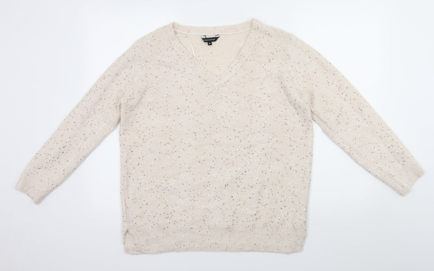 Peakocks Womens Beige   Pullover Jumper Size M