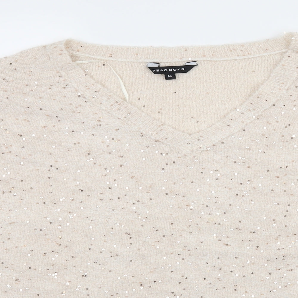 Peakocks Womens Beige   Pullover Jumper Size M