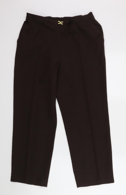 Womens UK Size 14 M&S Regular Fit Dress Pants Brown Trousers