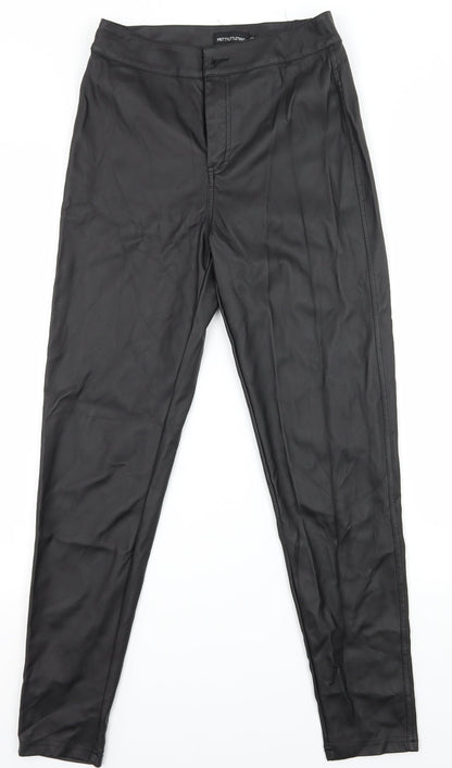 Womens UK Size 8 PRETTYLITTLETHING Regular Fit  Black Trousers