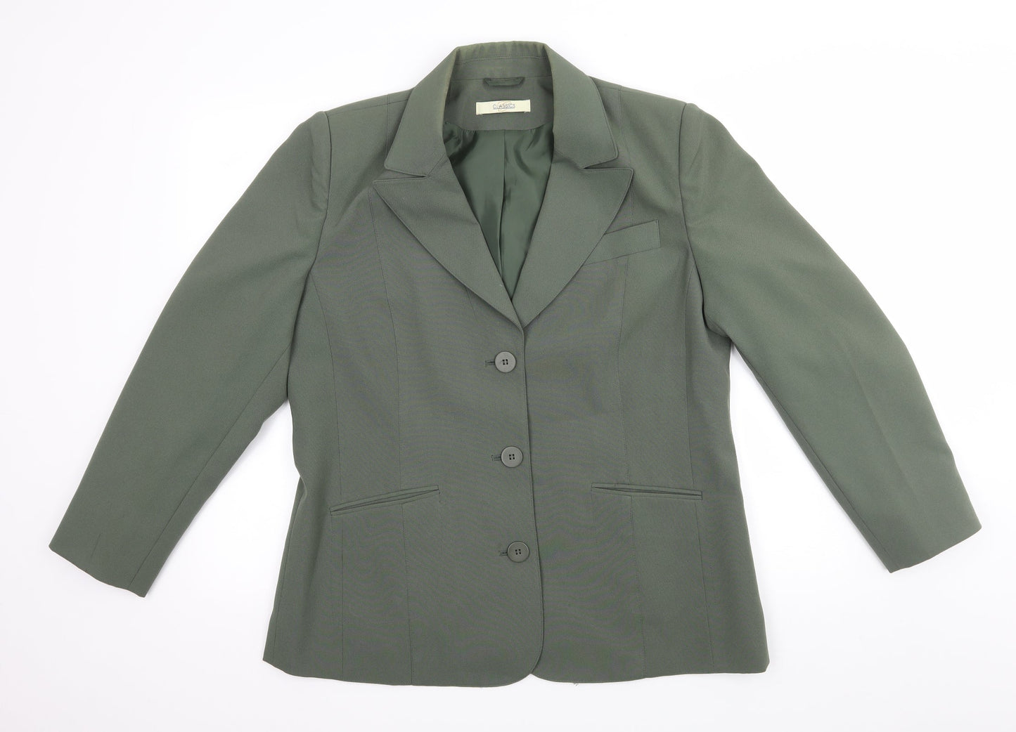 Classics Womens Green   Jacket Suit Jacket Size 16