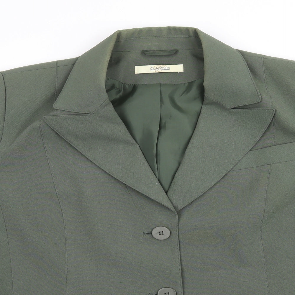 Classics Womens Green   Jacket Suit Jacket Size 16