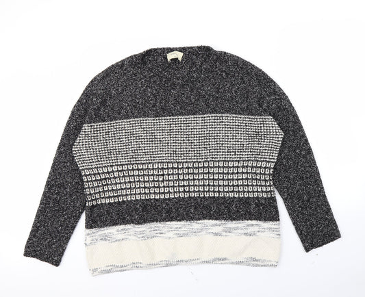 Front view of Papaya women’s black striped jumper, size XL