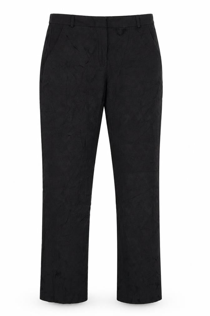 Front view of Atmosphere women’s black trousers, size UK 8, 29-inch leg - brocade