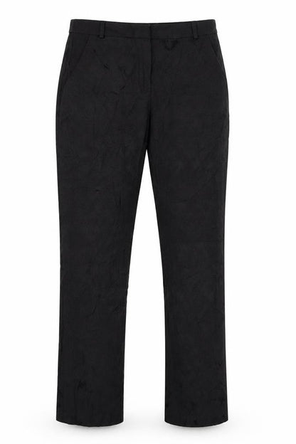 Front view of Atmosphere women’s black trousers, size UK 8, 29-inch leg - brocade