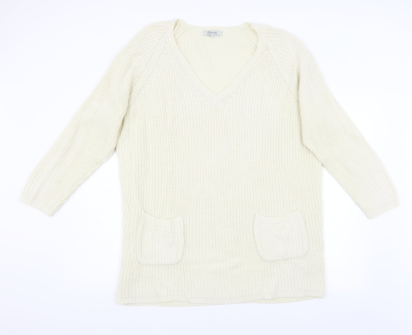 Peacocks Womens Beige  Knit Pullover Jumper Size L