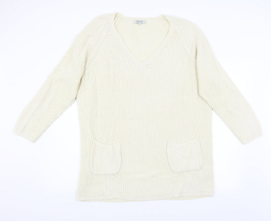Peacocks Womens Beige  Knit Pullover Jumper Size L