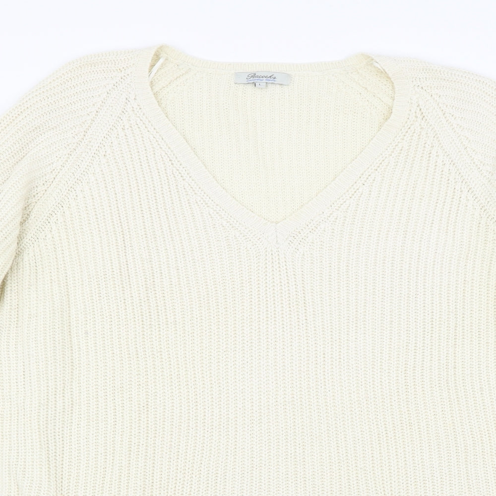 Peacocks Womens Beige  Knit Pullover Jumper Size L