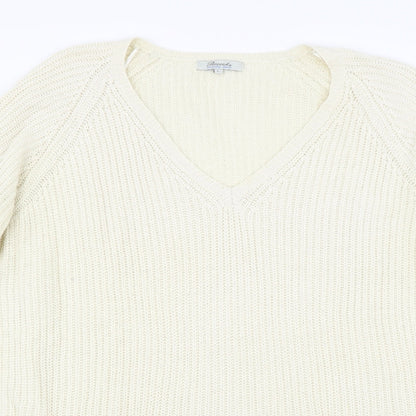 Peacocks Womens Beige  Knit Pullover Jumper Size L