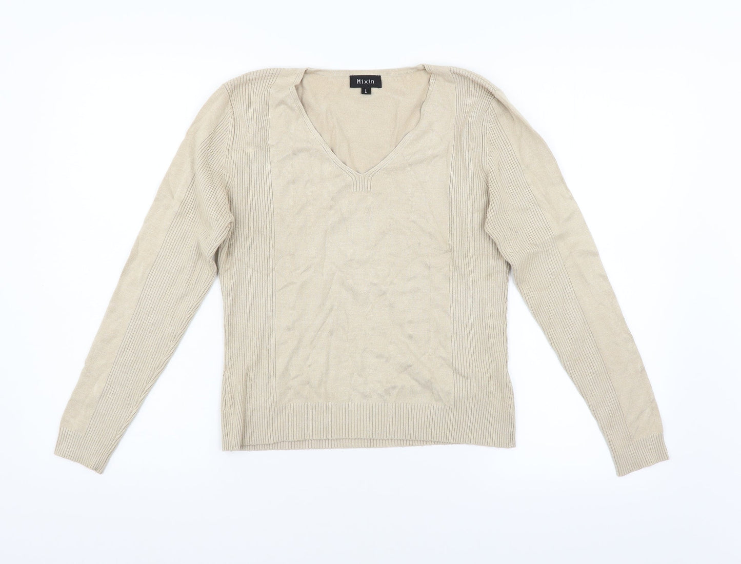 Mixin Womens Beige  Taffeta Pullover Jumper Size L