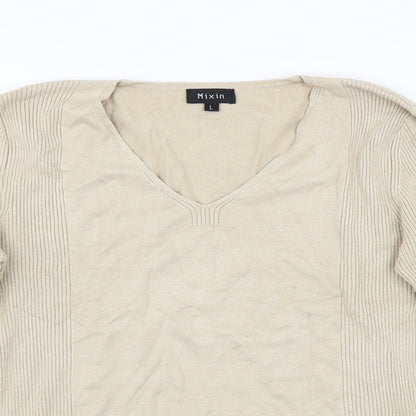 Mixin Womens Beige  Taffeta Pullover Jumper Size L