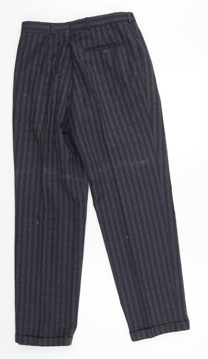 Steel Mens Blue Plaid  Chino Trousers One Size L28 in