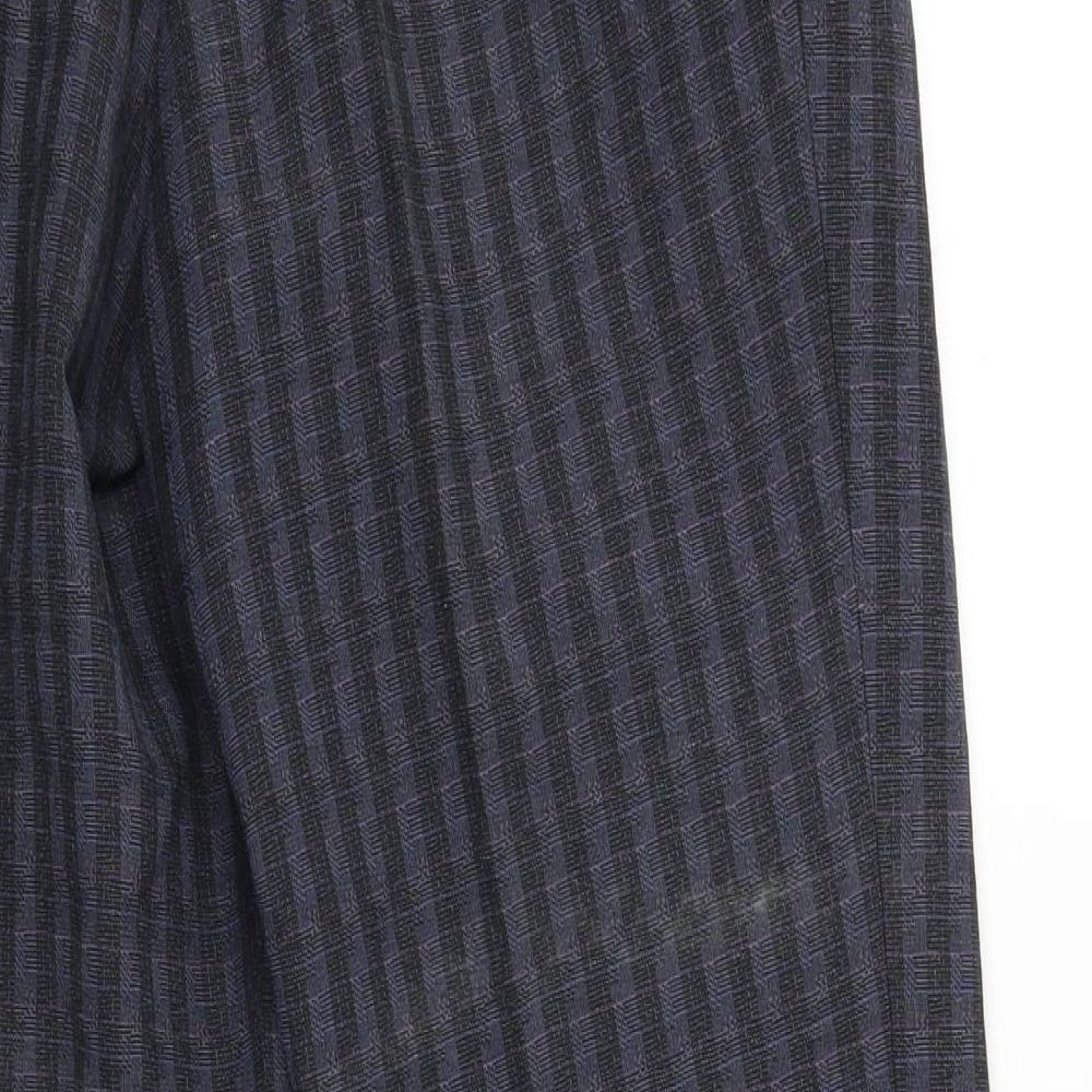 Steel Mens Blue Plaid  Chino Trousers One Size L28 in