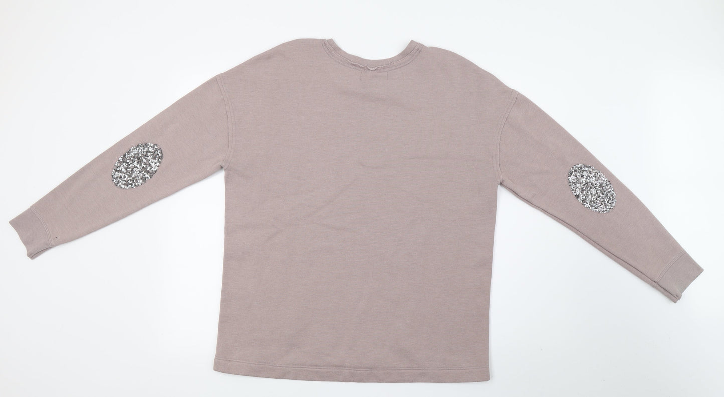 NEXT Womens Pink  Jersey Pullover Jumper Size 12  - sequins on arms