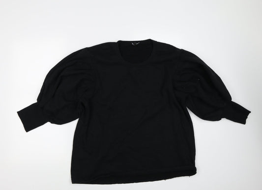 Boohoo Womens Black   Pullover Sweatshirt Size 12  - puff sleeves