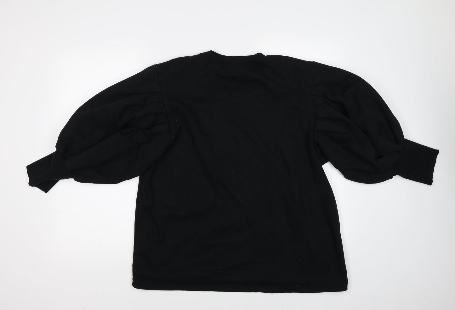 Boohoo Womens Black   Pullover Sweatshirt Size 12  - puff sleeves
