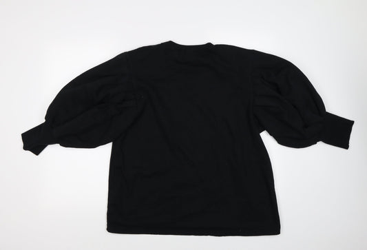 Boohoo Womens Black   Pullover Sweatshirt Size 12  - puff sleeves