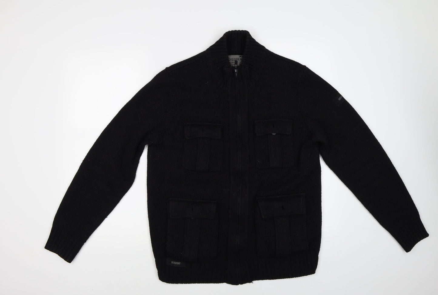 Dissident Mens Black   Cardigan Jumper Size M
