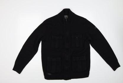 Dissident Mens Black   Cardigan Jumper Size M