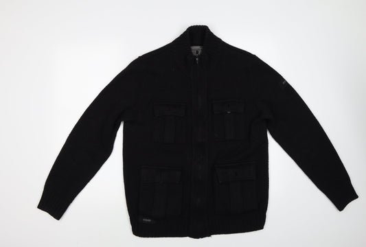 Dissident Mens Black   Cardigan Jumper Size M