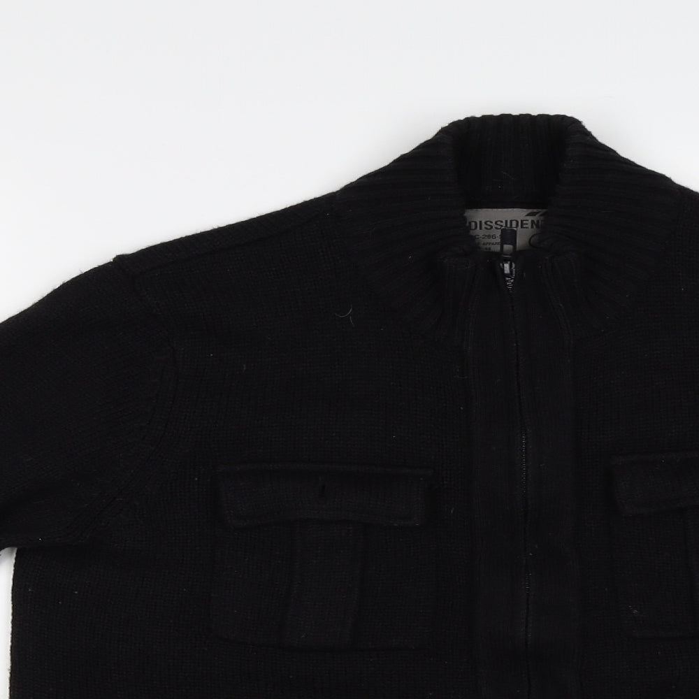 Dissident Mens Black   Cardigan Jumper Size M