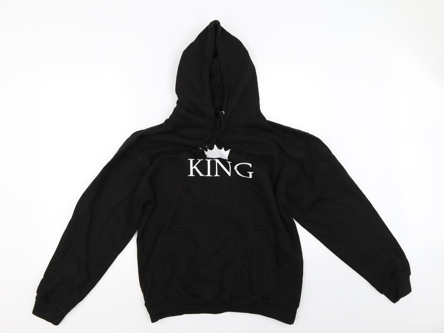 Mens UK Size M Preworn Black Pullover Hoodie