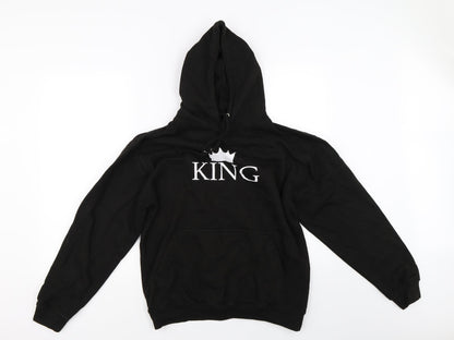 Mens UK Size M Preworn Black Pullover Hoodie