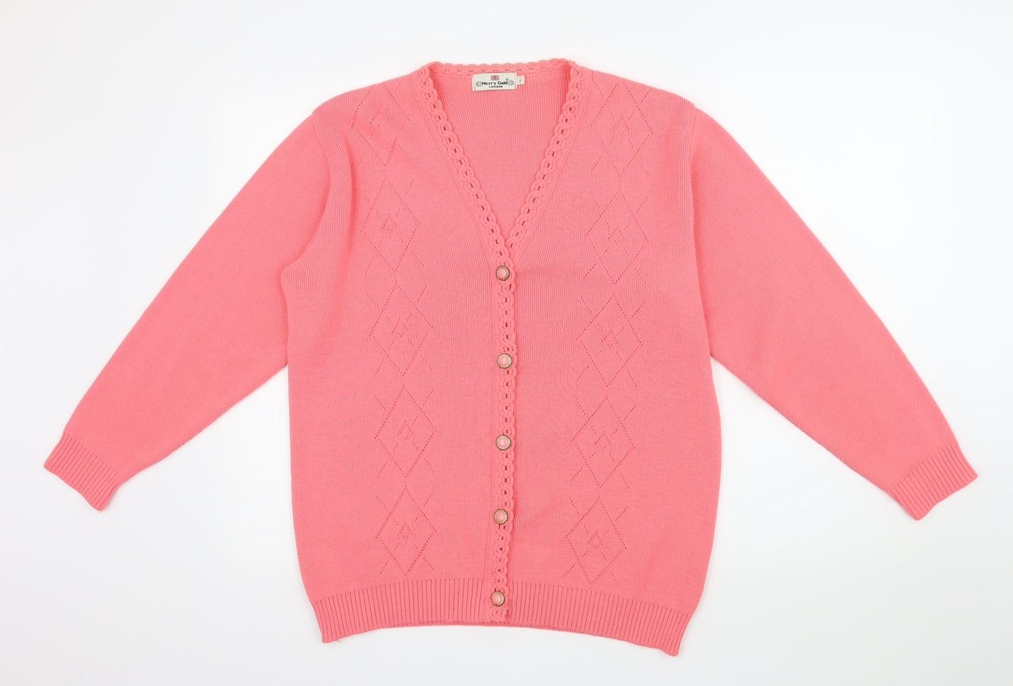 Merry Gold Womens Pink  Knit Cardigan Jumper Size L