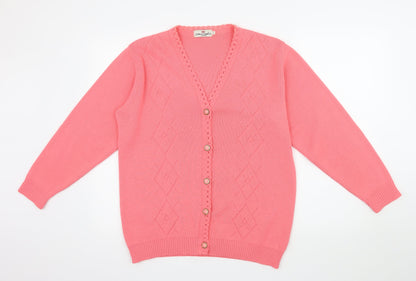 Merry Gold Womens Pink  Knit Cardigan Jumper Size L