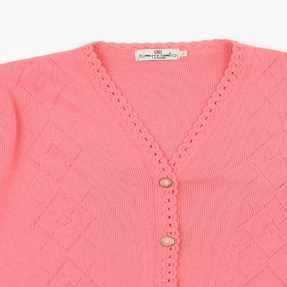 Merry Gold Womens Pink  Knit Cardigan Jumper Size L