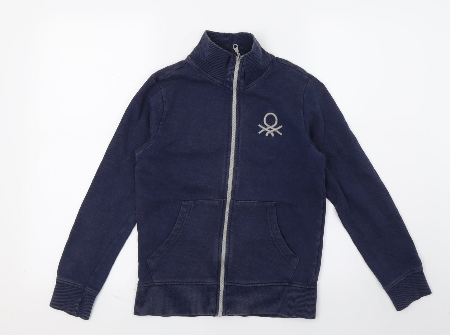 United Colors of Benetton Boys Blue  Jersey Full Zip Sweatshirt Size 10-11 Years