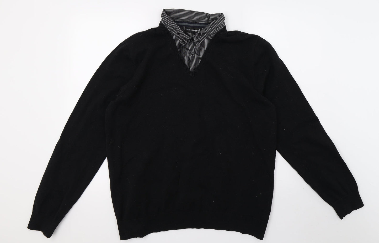 Marks and Spencer Mens Black  Knit Pullover Jumper Size XL